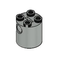 Lego Brick Round 2 x 2 x 2 Robot Body, Axle Holder '+' Orientation / Light Gray