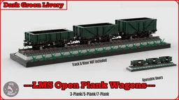 (Dark Green) LMS Open Plank Wagons (8w)