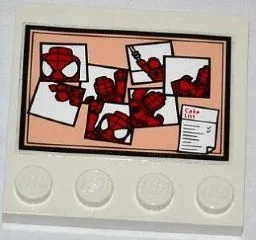 Tile, Modified 4 x 4 with Studs on Edge with Spider-Man Photos and 'Cake List' on Bulletin Board Pattern (Sticker) - Set 76005
