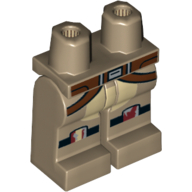Lego Hips and Dark Tan Legs with Reddish Brown Belt and Black Knee Belts with Silver and Red Knee Pads Print (Sabine Wren) / Dark Tan