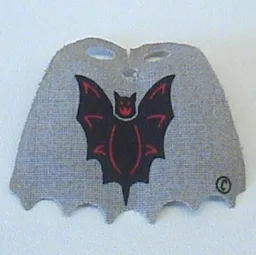 Neckwear Cape, Scalloped 6 Points with Bat Print / Light Gray