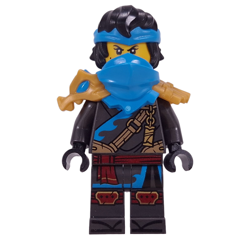 Lego Nya, Dark Azure Shoulder Armor and Mask, Hair