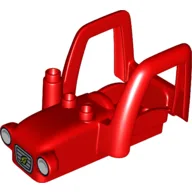 Duplo Car Body Tractor with 2 Studs, Exhaust Pipe with Grill with Leaf, and White Headlights Print / Red