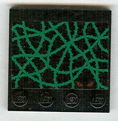 Tile, Modified 4 x 4 with Studs on Edge with Green Vines and Red Eyes Pattern (Sticker) - Set 4766