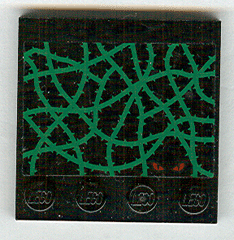 Lego Tile, Modified 4 x 4 with Studs on Edge with Green Vines and Red Eyes Pattern (Sticker) - Set 4766