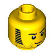 Lego Minifig Head Jake Raines, Beard Stubble, Sideburns, Goatee and Red Scar Print [Blocked Open Stud]