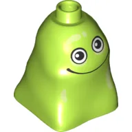 Duplo Brick 2 x 2 x 2 Bag Shaped with Black and White Eyes and Thin Wide Mouth Print (Blodger Blopp) / Lime