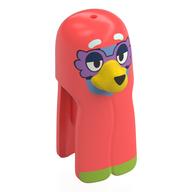 Lego Minifig Head Special Dog with Blanket Coral with Medium Blue Face, Yellow Nose, White Eyebrows, Lavender Glasses print / Coral