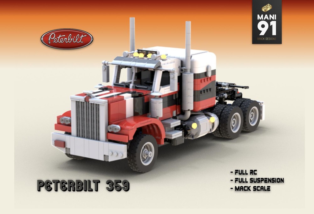 Lego Peterbilt 359 Semi Truck red-white