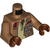 Torso Jacket with Pockets, Zipper and Gadgets, Tan Undershirt Print, Medium Nougat Arms, Reddish Brown Hands / Medium Nougat