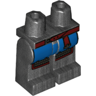 Lego Hips and Pearl Titanium Legs with Blue Coat, Red Belt print / Pearl Titanium