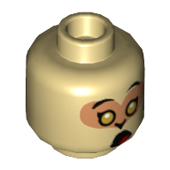 Lego Minifig Head Monkey King, Gold Eyes, Closed Mouth / Open Mouth, Surprised Print / Tan