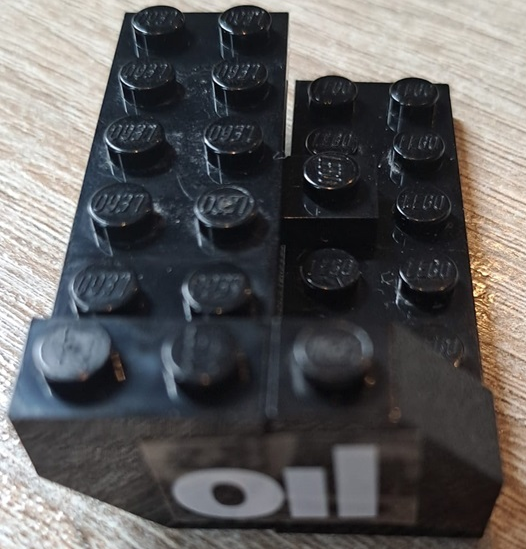 Lego Stickered Assembly 6 x 4 x 1 2/3 with White 'oil' Pattern Model Right Side (Sticker) - Set 5540