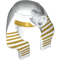 Lego Headdress Nemes (Mummy) with Stud, Gold Stripes Thick at Top and 9 Gold Stripes Thin at Sides Print