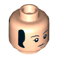 Lego Minifig Head Paul (The Beatles), Eyebrows, Sideburns, Chin Dimple, Closed Mouth / Open Smiling Mouth Print / Light Nougat