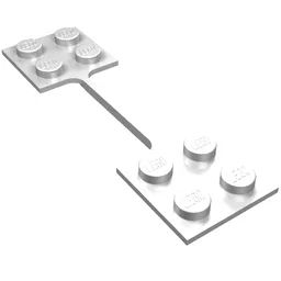 Hinge Coupling, Two Connected 2 x 2 Plates [Nylon] / Milky White