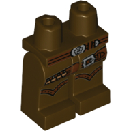Lego Hips and Dark Brown Legs with Reddish Brown Belt, and Low Reddish Brown Belt with Buckle and Bullets Print / Dark Brown
