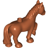 Lego Duplo Animal Horse with one Stud and Raised Hoof with White Blaze Print / Dark Orange