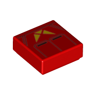 Lego Tile 1 x 1 with Light Bluish Grey Lines, Yellow Triangles print