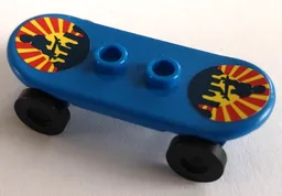 Minifigure, Utensil Skateboard Deck with City Skyline Sunset and Skateboarder Pattern (Stickers) with Black Wheels (42511pb08 / 2496) - Set 8403