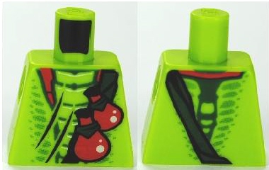 Lego Torso Ninjago Snake with Dark Green Belt and Red Vials Pattern