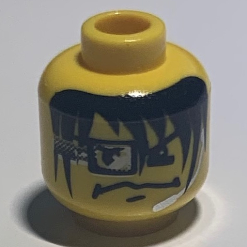 Lego Minifig Head Arrow, Eyebrows, Long Hair, Headset and Square Eye Device Print / Yellow
