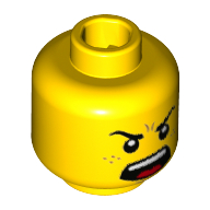 Lego Minifig Head Dragon Suit Guy, Freckles, Smile/Angry Scream Teeth / Yellow