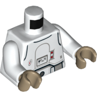 Lego Torso Armour, Red Lights, Utility Belt Print (Stormtrooper), White Arms, Dark Tan Hands / White