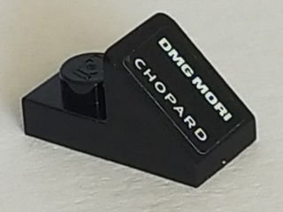 Lego Slope 45 2 x 1 with 2/3 Cutout with 'DMG MORI' and 'CHOPARD' Pattern Model Left Side (Sticker) - Set 75887
