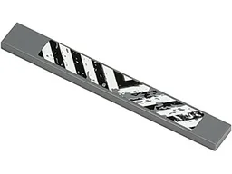 Tile 1 x 8 with Black and White Danger Stripes and Splatters Pattern (Sticker) - Set 8964