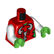 Lego Torso Light Bluish Grey Scorpion Symbol, Bright Green Tears print, White Arms, Bright Green Hands / Red
