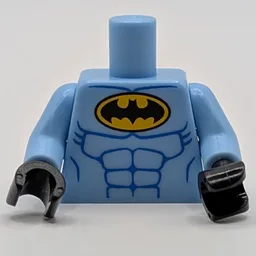Torso Batman Logo in Yellow Oval with Blue Muscles Print, Bright Light Blue Arms, Black Hands / Bright Light Blue