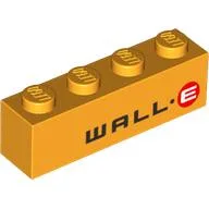Brick 1 x 4 with 'WALL.E' Print / Bright Light Orange