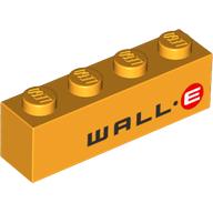 Lego Brick 1 x 4 with 'WALL.E' print / Bright Light Orange
