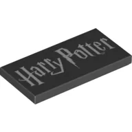 Tile 2 x 4 with White 'Harry Potter' Print / Black