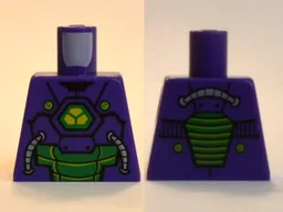 Torso Armor with Lex Luthor Warsuit with Yellow and Green Hexagon Logo and Green Armor Plates Pattern / Dark Purple