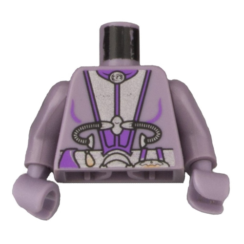Lego Torso Space Suit, Silver and Purple Utility Gear Print (Zam), Sand Purple Arms and Hands / Sand Purple