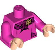 Lego Torso Jacket with Large Wrap Collar and Cat Broach Print (Professor Umbridge), Dark Pink Arms, Light Nougat Hands / Dark Pink