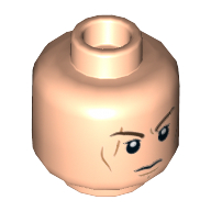 Lego Minifig Head Anakin Skywalker, Dark Brown Eyebrows, Scar, Determined / Yellow Eyes, Angry Print