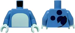 Torso with Light Aqua Stomach, Dark Blue Spots and Tail on Back Pattern / Medium Blue Arms / Light Aqua Hands