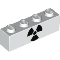 Brick 1 x 4 with Nuclear Radiation Logo / White