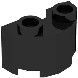 Brick Round, Half 1 x 2 / Black