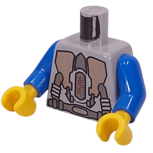 Lego Torso Spacesuit with Gold Triangular Machinery and Belt Print, Blue Arms, Yellow Hands / Light Gray