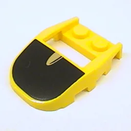 Brick Wedged, Curved 4 x 3 Recessed Back with Opening, Two Studs with Black and Silver Print / Yellow