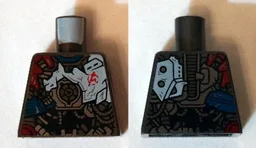 Torso Black, Dark Red, and Dark Blue Armor with Red Avengers Logo Pattern (Ultron MK1) / Pearl Dark Gray