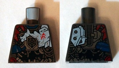 Lego Torso Black, Dark Red, and Dark Blue Armor with Red Avengers Logo Pattern (Ultron MK1)