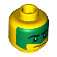 Lego Minifig Head Aztec Warrior, Green War Paint Print / Yellow