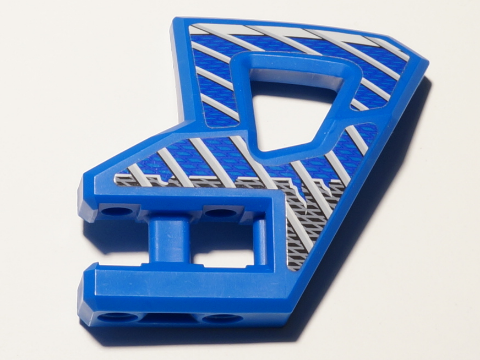 Lego Technic, Panel RC Car Flexible Bumper Left with Gray Stripes on Blue and Black Background Pattern (Stickers) - Set 8369-2 / Blue