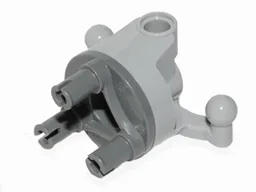 Technic, Steering, Wheel Hub Holder with 2 Pin Holes and 2 Tow Ball Arms with Dark Bluish Gray Wheel Hub 3 Pins Round (11949 / 92909)