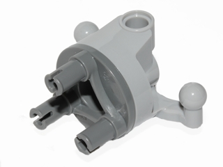Lego Technic, Steering, Wheel Hub Holder with 2 Pin Holes and 2 Tow Ball Arms with Dark Bluish Gray Wheel Hub 3 Pins Round (11949 / 92909)